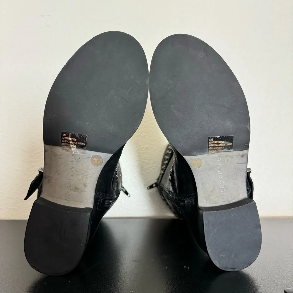 Arturo Chiang Black Leather Boots Size 6